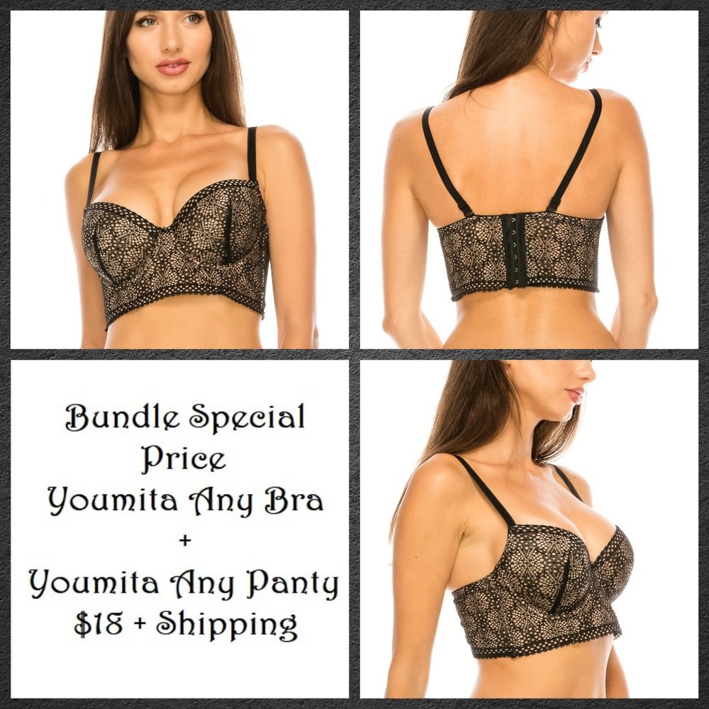 Youmita Long Line Floral Lace Bra w/Underwire